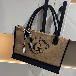 Elegant Tan and Black Tote Bag